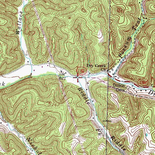 Topographic Map of Riddle Fork, KY