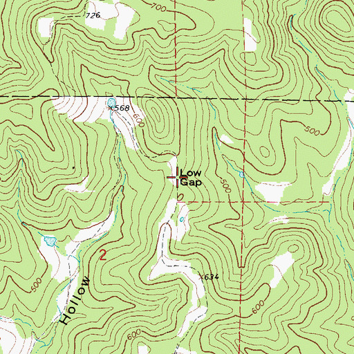 Topographic Map of Low Gap, AR