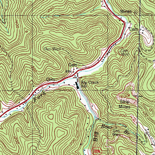 Topographic Map of Right Fork Big Creek, KY