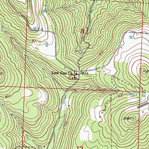 Topographic Map of Low Gap Church, AR