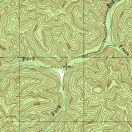 Topographic Map of Right Fork Big Double Creek, KY