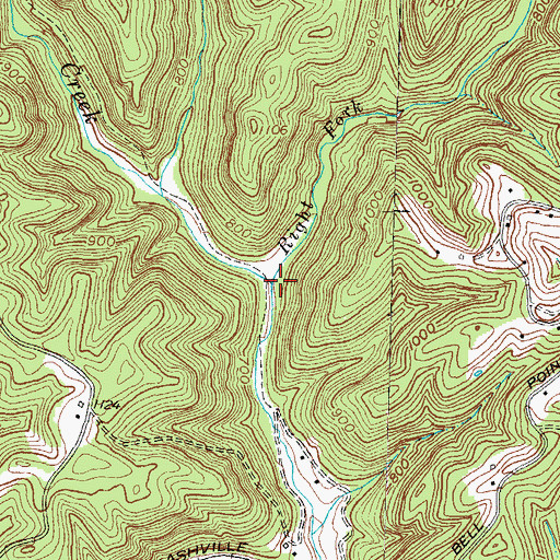 Topographic Map of Right Fork Contrary Creek, KY