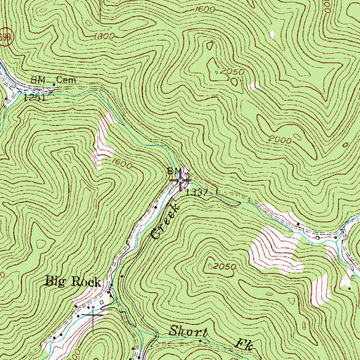 Topographic Map of Right Fork Cutshin Creek, KY