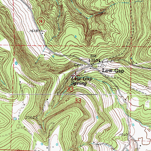 Topographic Map of Low Gap Spring, AR