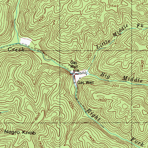 Topographic Map of Right Fork Elisha Creek, KY