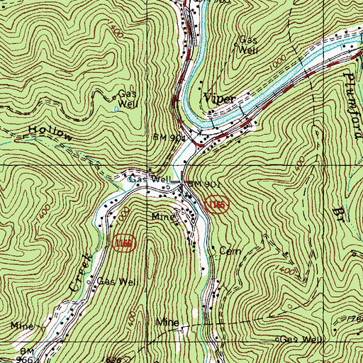 Topographic Map of Right Fork Maces Creek, KY