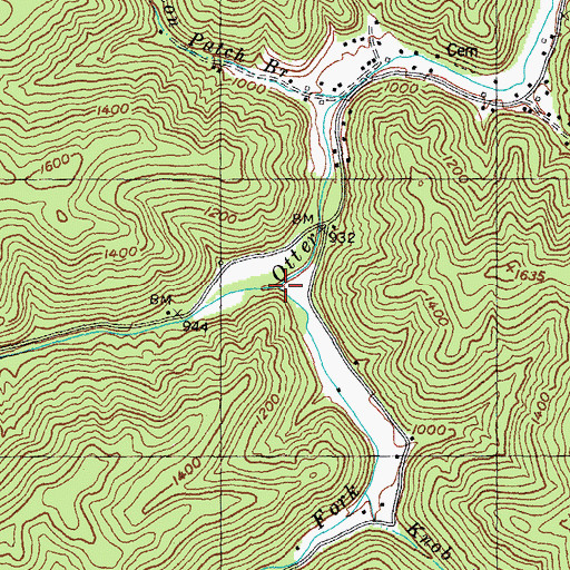 Topographic Map of Right Fork Otter Creek, KY