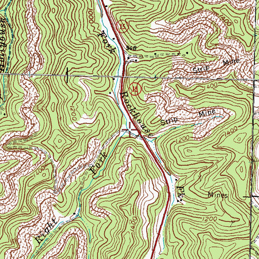 Topographic Map of Right Fork Rockhouse Fork, KY