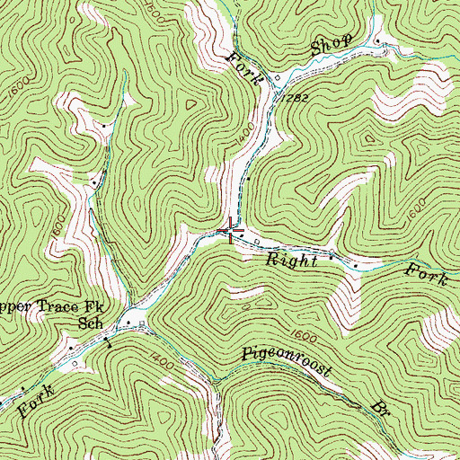 Topographic Map of Right Fork Trace Fork, KY
