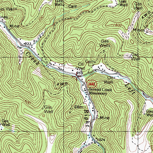 Topographic Map of Right Fork Upper Second Creek, KY