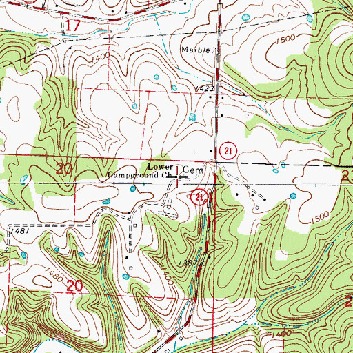 Topographic Map of Lower Campground Church, AR