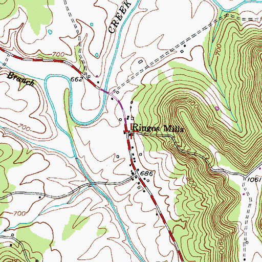 Topographic Map of Ringos Mills, KY