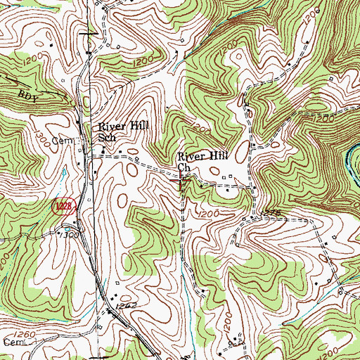 Topographic Map of River Hill Holiness Church, KY