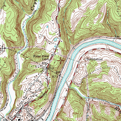 Topographic Map of River View Cemetery, KY