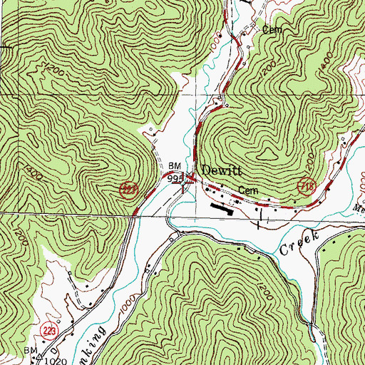 Topographic Map of Road Fork Creek, KY