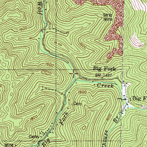 Topographic Map of Roan Gap School, KY