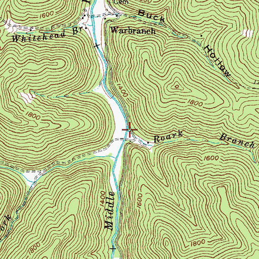Topographic Map of Roark Branch, KY