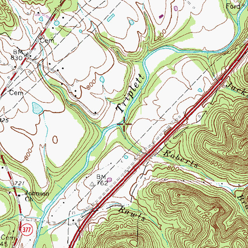 Topographic Map of Roberts Branch, KY