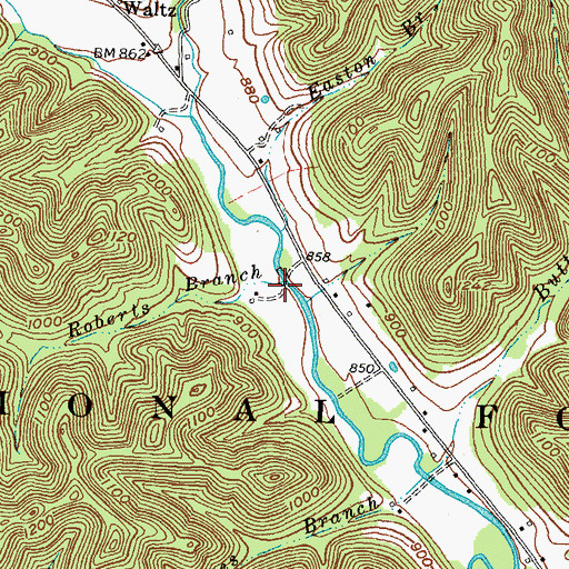 Topographic Map of Roberts Branch, KY