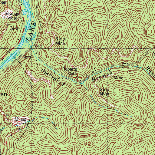 Topographic Map of Roberts Cemetery, KY