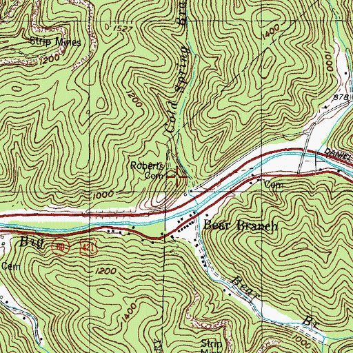 Topographic Map of Roberts Cemetery, KY