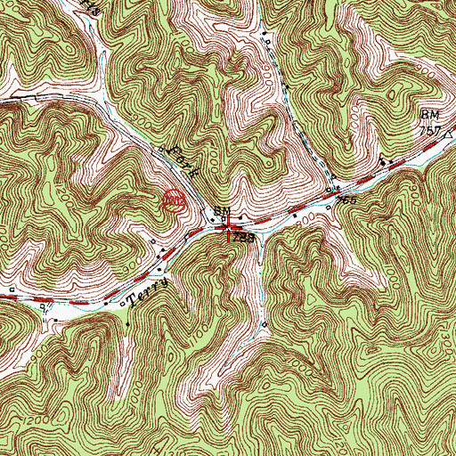 Topographic Map of Roberts Fork, KY
