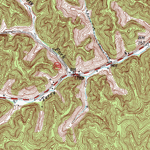 Topographic Map of Roberts Fork, KY