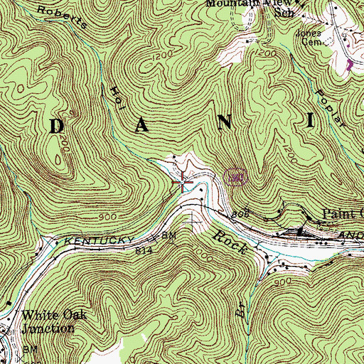 Topographic Map of Roberts Hollow, KY