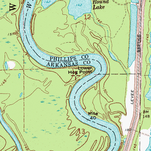 Topographic Map of Lower Hog Point, AR