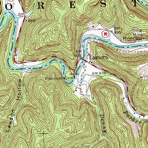 Topographic Map of Robinson Cemetery, KY