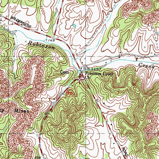Topographic Map of Robinson Creek School, KY