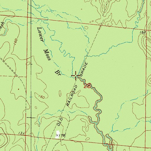 Topographic Map of Lower Moss Branch, AR