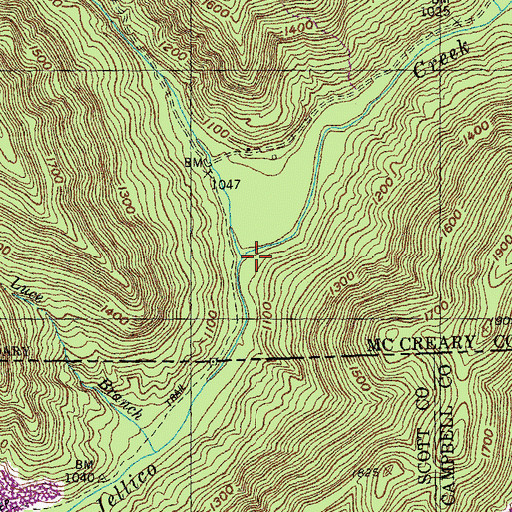 Topographic Map of Rock Creek, KY