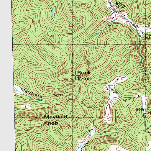 Topographic Map of Rock Knob, KY