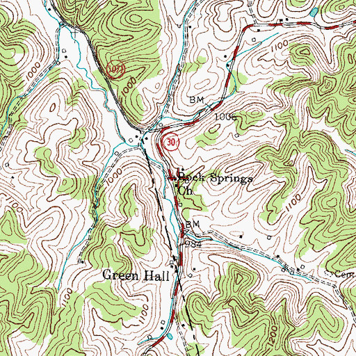 Topographic Map of Rock Springs Church, KY