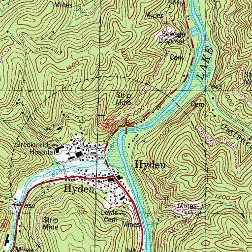 Topographic Map of Rockhouse Creek, KY