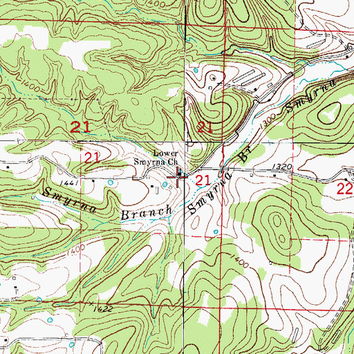Topographic Map of Lower Smyrna Church, AR