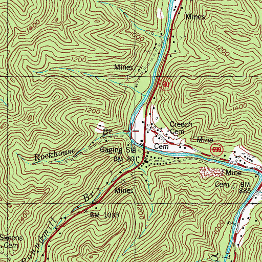 Topographic Map of Rockhouse Branch, KY