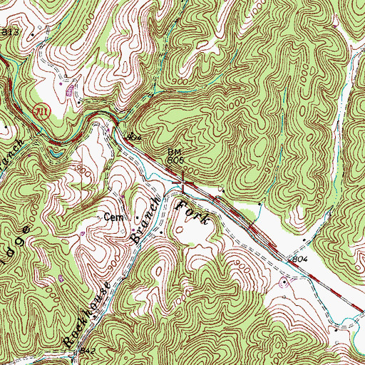 Topographic Map of Rockhouse Branch, KY
