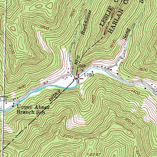 Topographic Map of Rockhouse Creek, KY