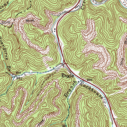 Topographic Map of Rockhouse Fork, KY