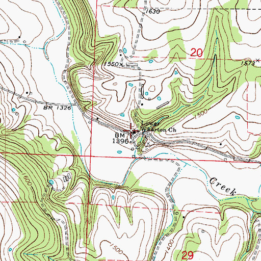 Topographic Map of Lower Wharton Church, AR