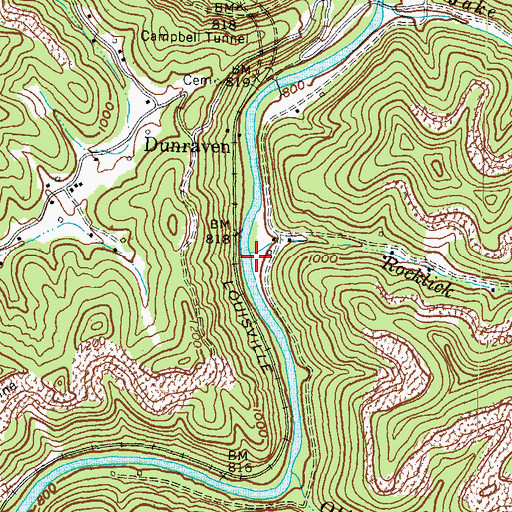 Topographic Map of Rocklick Branch, KY