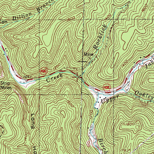 Topographic Map of Rocklick Branch, KY