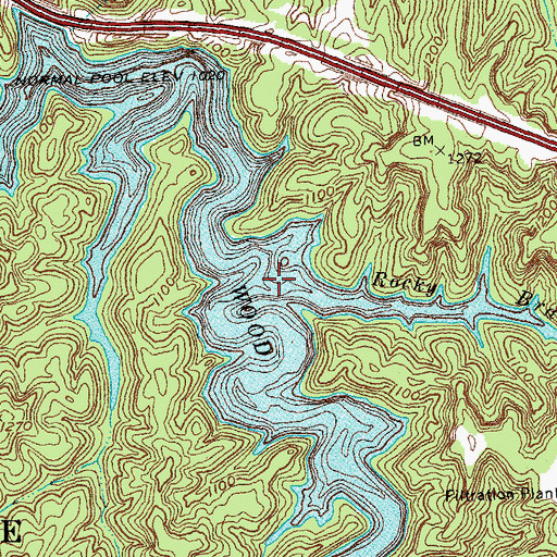 Topographic Map of Rocky Branch, KY
