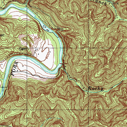 Topographic Map of Rocky Branch, KY