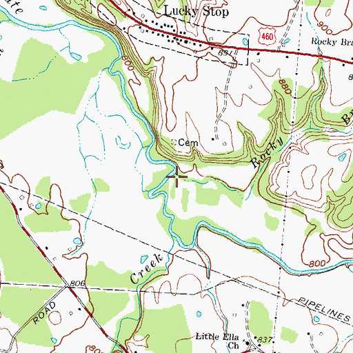 Topographic Map of Rocky Branch, KY