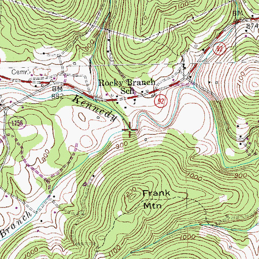 Topographic Map of Rocky Branch, KY