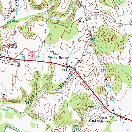 Topographic Map of Rocky Branch Church, KY