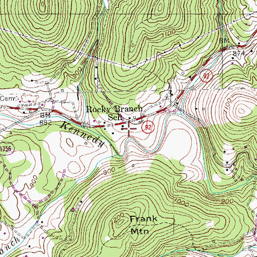 Topographic Map of Rocky Branch School, KY